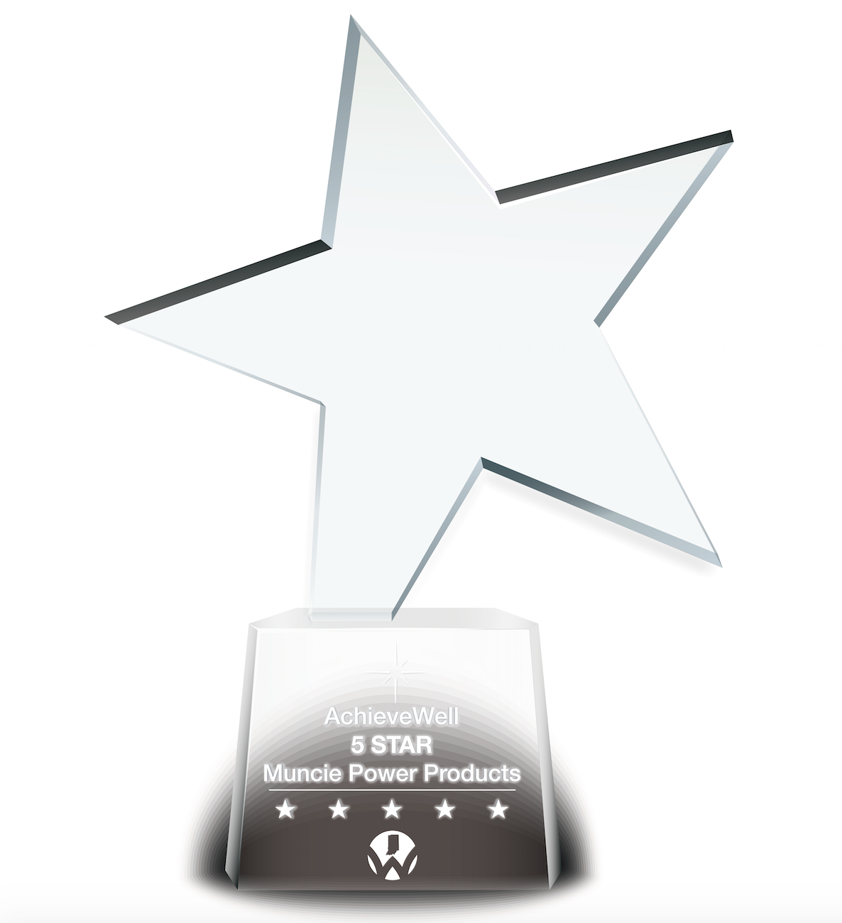 A picture of the five star level AchieveWELL trophy that is awarded to companies who reach this level.